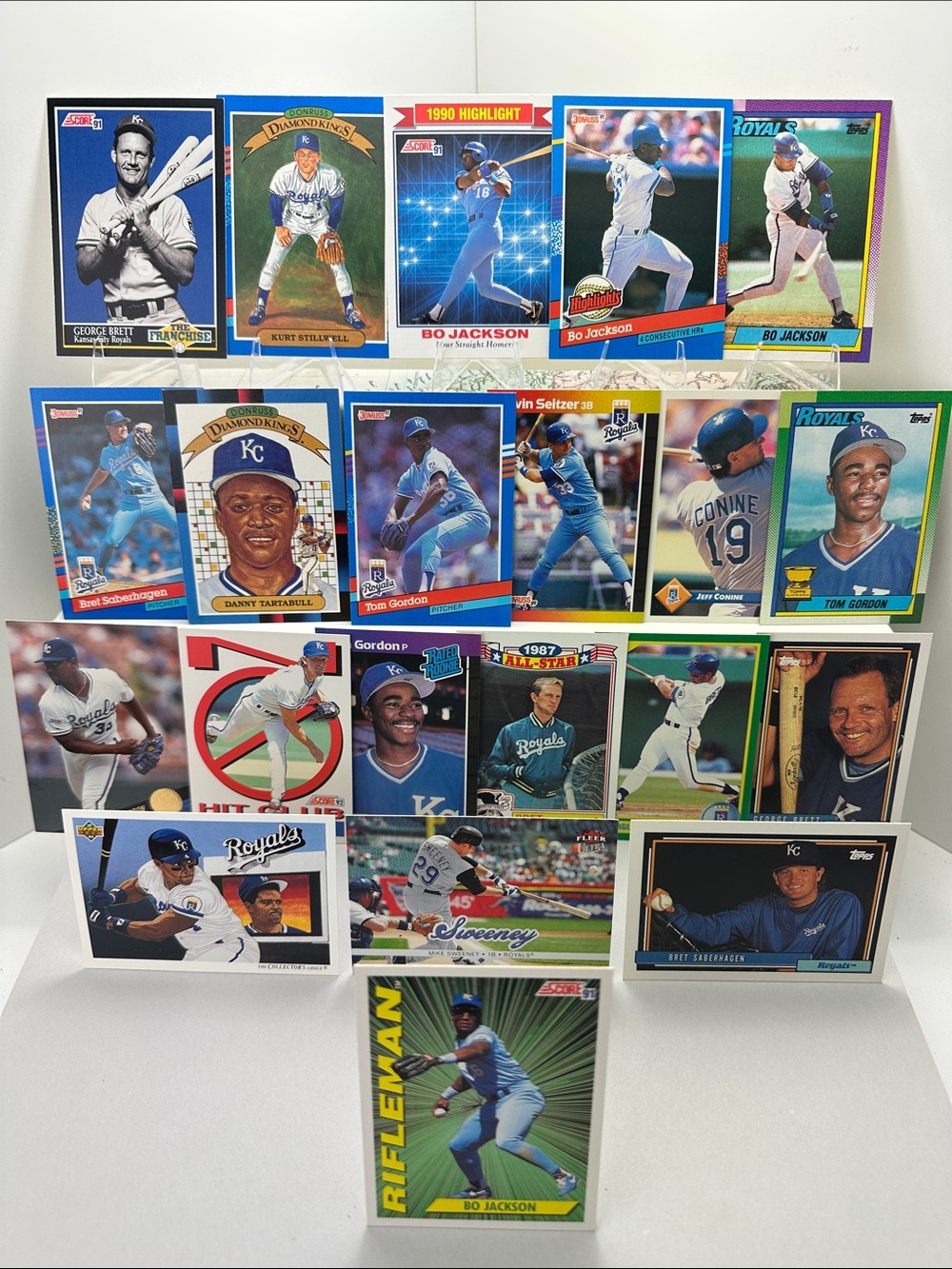 Bo Jackson Royals 80s/90s stars lot of 21 + Brett/Sweeney/Saberhagen/Gordon